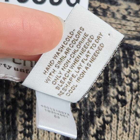 Chicos Sweater Womens 2 Tan Black 12 Zebra Print Mohair Wool Blend Long Cardigan - Picture 8 of 11